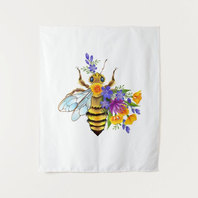 Tapiz Abeja de flor con plantas silvestres (Anverso)
