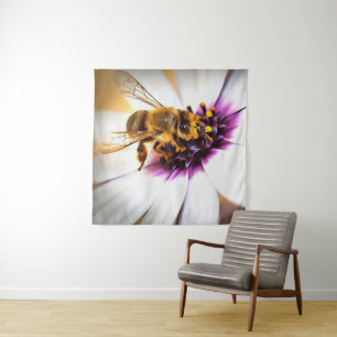 Tapiz Abeja De Miel Sobre El Arte Acrílico De La Daisy A
