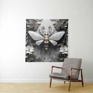 Tapiz Abeja dorada sobre lienzo floral