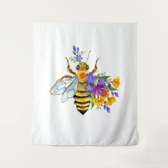 Tapiz Abeja flor con plantas silvestres (Anverso)