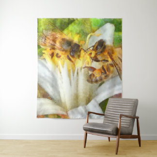 Tapiz Abejas De Miel En El Arte De La Acuarela De Flor D