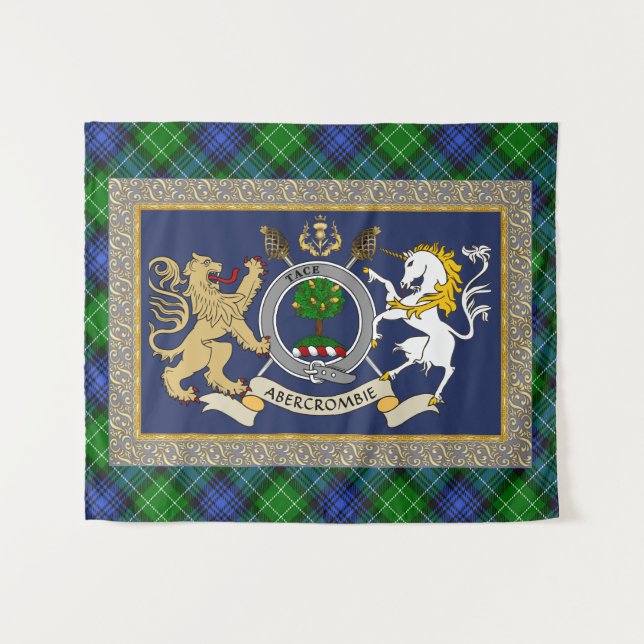 Tapiz Abercrombie Clan Badge & Tartan Personalized (Anverso (horizontal))