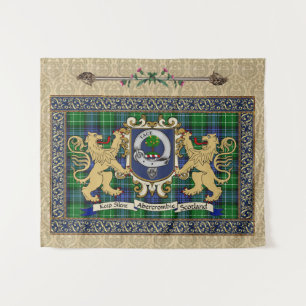 Tapiz Abercrombie Clan Badge & Tartan w/Lions