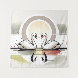 Tapiz Abrazo de cisne al atardecer