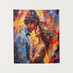 Tapiz Abrazo romántico expresionismo abstracto arte amor