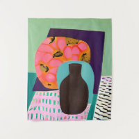 Abstact Vase and Table Setting in Aqua y Naranja