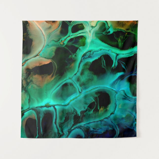 Tapiz Abstract art bright neon painting in violet and pi (Anverso)
