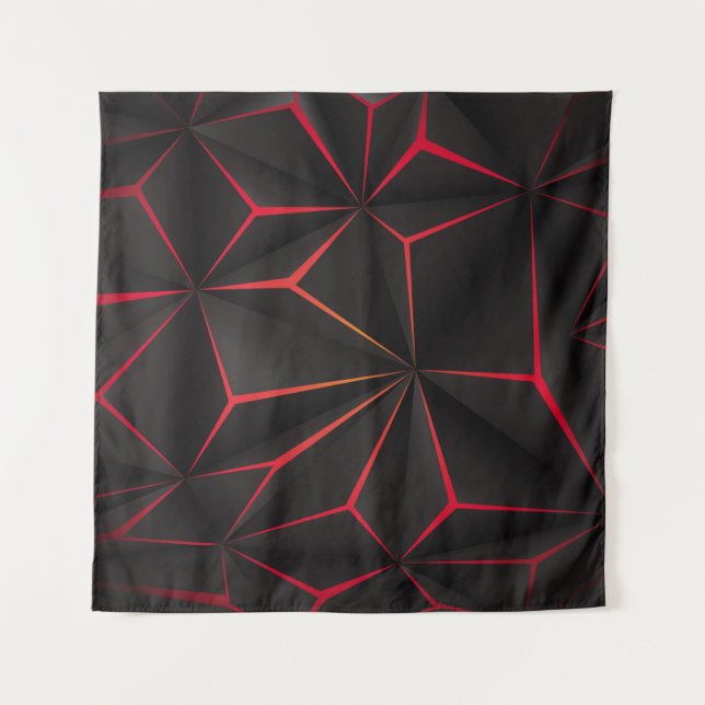 Tapiz Abstract black polygon red light futuristic techno (Anverso)