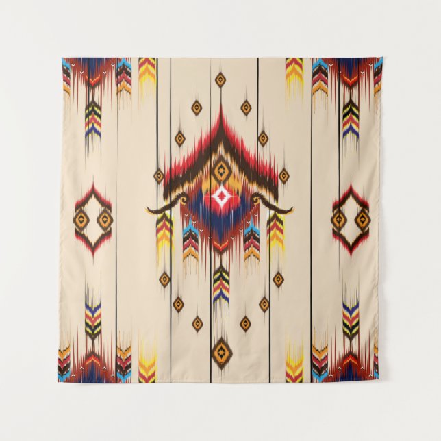 Tapiz Abstract ethnic geometric pattern, Ikat geometric  (Anverso)