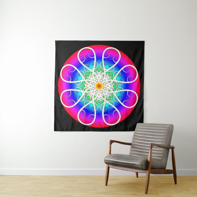 Tapiz Abstract Flowers Triptych Tapestry (In situ)