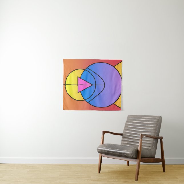 Tapiz Abstract Geometric Circles Line Colorful  (In situ (horizontal))