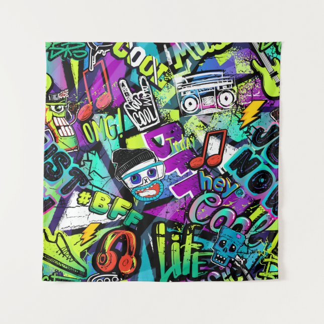 Tapiz Abstract seamless cartoon pattern. Repeated with m (Anverso)