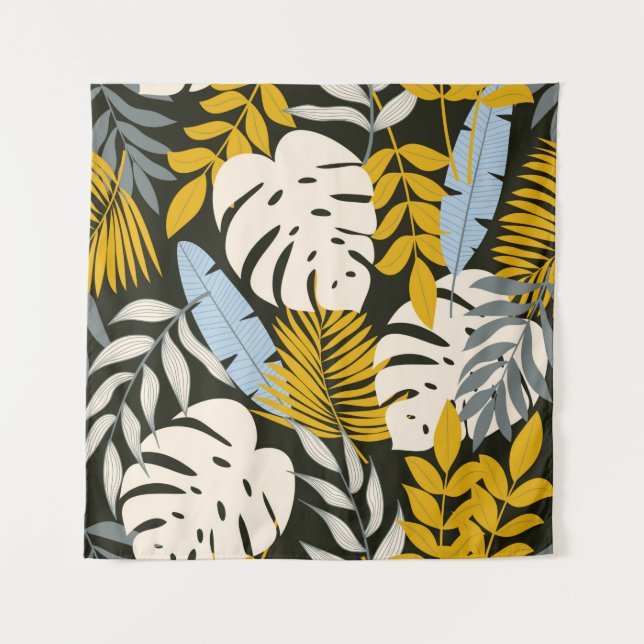 Tapiz Abstract seamless pattern with tropical leaves and (Anverso)