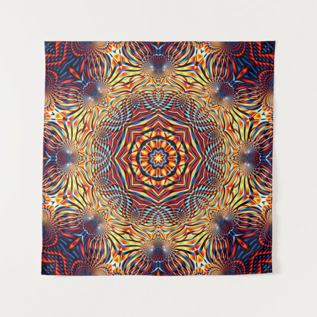 Tapiz Abstract square background. Symmetric round decora (Anverso)