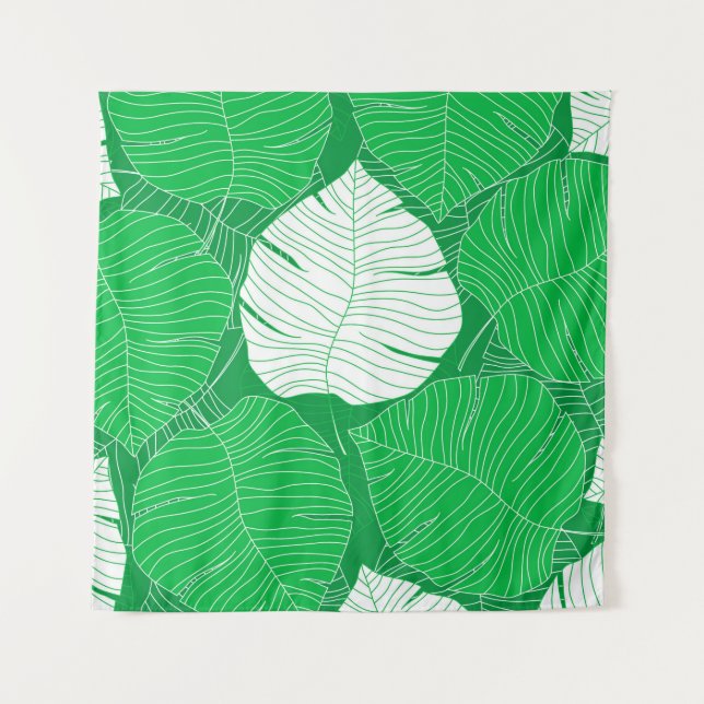 Tapiz Abstract tropical leaf painting design (Anverso)