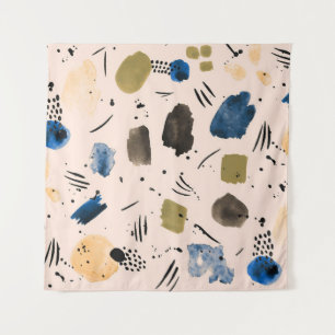 Tapiz Abstracto Acuarela: Patrón de tinta geométrica.