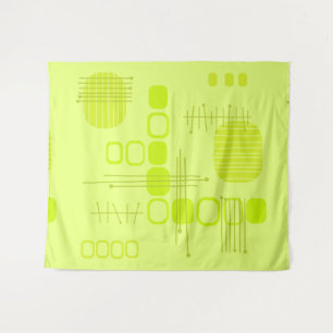 Tapiz Abstracto atómico Barkcloth Chartreuse