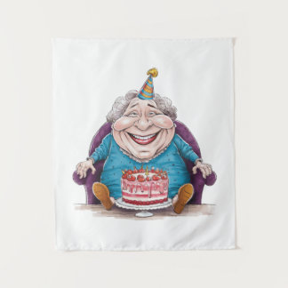 Tapiz Abuela Divertida Tarta Enorme y Regalo en Efectivo