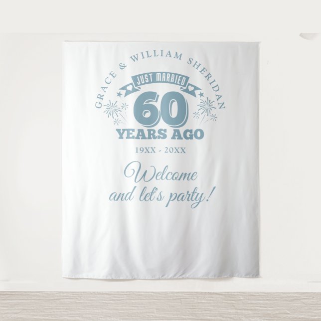 Tapiz Acaban de Casarse Aniversario 60 Fotografía Fondo (Anverso)