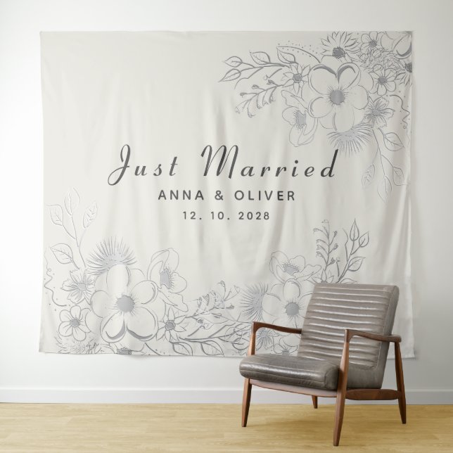 Tapiz Acaban de Casarse Fondo para Bodas (In situ (horizontal))