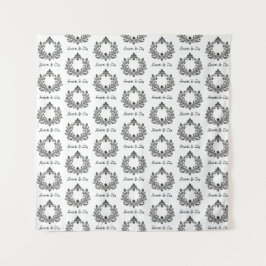 Tapiz Acanthus & Antiquity, blanco y negro con monograma