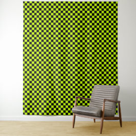 Tapiz Acid green black checkerboard pattern