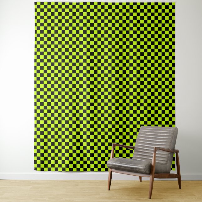 Tapiz Acid green black checkerboard pattern (In situ)
