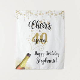 Tapiz ACOGEDORES DE cumpleaños a # AÑOS Fondo de Oro Neg
