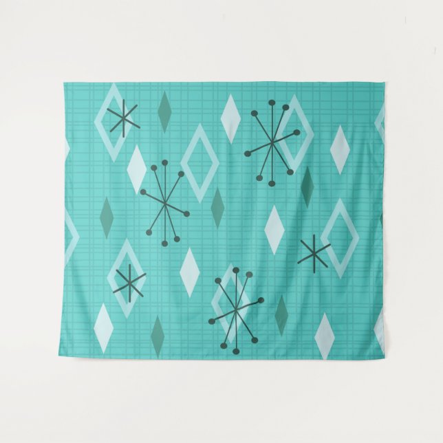 Tapiz Acuamarina De Diamantes Modernos De Mediados Del S (Anverso (horizontal))