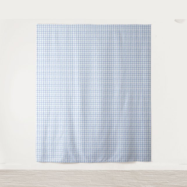 Tapiz Acuarela azul y blanco Gingham (Anverso)