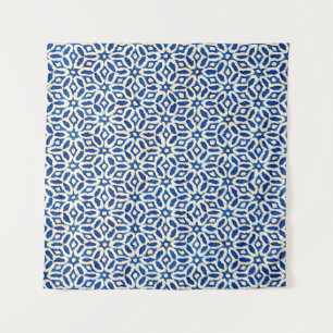 Tapiz acuarela batida nativa azul y blanco