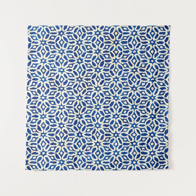 Tapiz acuarela batida nativa azul y blanco (Anverso)