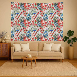 Tapiz Acuarela Botánica de Amapola de Flor Silvestre Dai