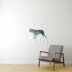 Tapiz acuarela de arte de Bulldog inglés   Amante acuare