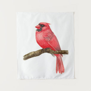 Tapiz acuarela de ave cardinal