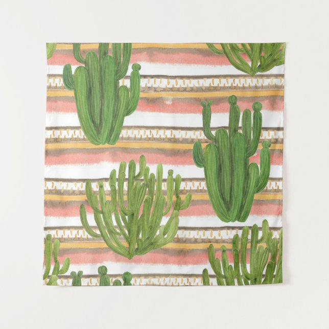 Tapiz acuarela de cactus, fondo de banda, palmas sin sol (Anverso)