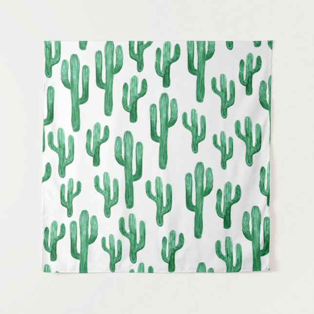 Tapiz acuarela de cactus: ilustracion dibujado a mano (Anverso)