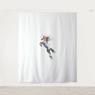 Tapiz acuarela de color arcoiris abstracto de un unicorn