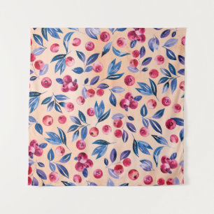 Tapiz Acuarela de Cranberry: Fresas silvestres sin mar