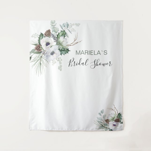 Tapiz Acuarela Elegante invierno Anemones flor novia (Anverso)