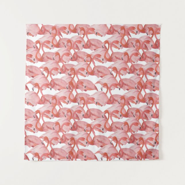 Tapiz Acuarela Flamingo: Patrón pequeño sin foco (Anverso)