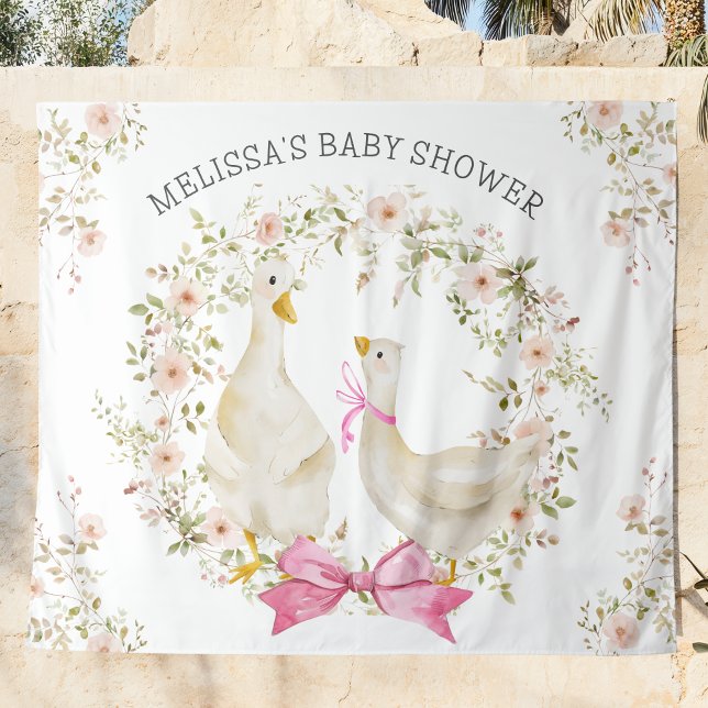 Tapiz Acuarela Ganso Mamá e hija Flores Shower de bebé (Subido por el creador)