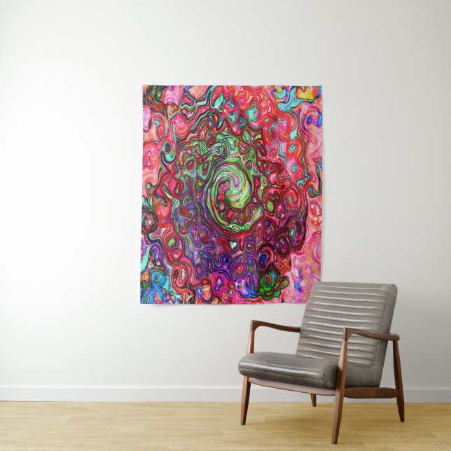 Tapiz Acuarela Groovy Rojo Resumen Remoto Líquido Swirl (In situ)