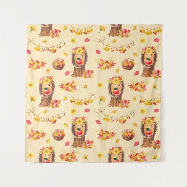 Tapiz Acuarela Patrón ininterrumpido de otoño. Agua dulc (Anverso)