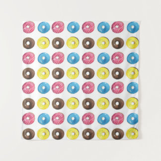 Tapiz Acuarela pequeñas donuts, patrón sin costuras.