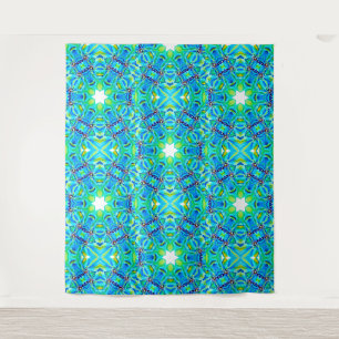 Tapiz Acuarela pintada a mano geométrica verde abstracta