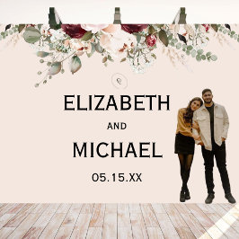 Tapiz Acuarela Rubor y Floral Burgundy Boda