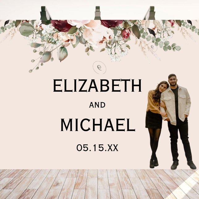 Tapiz Acuarela Rubor y Floral Burgundy Boda (Subido por el creador)