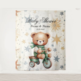 Tapiz Acuarela Teddy Bear Stars Green Bike Fiesta
