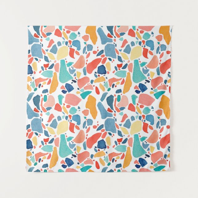 Tapiz Acuarela Terrazzo: Colorido Patrón de Seamless. (Anverso)